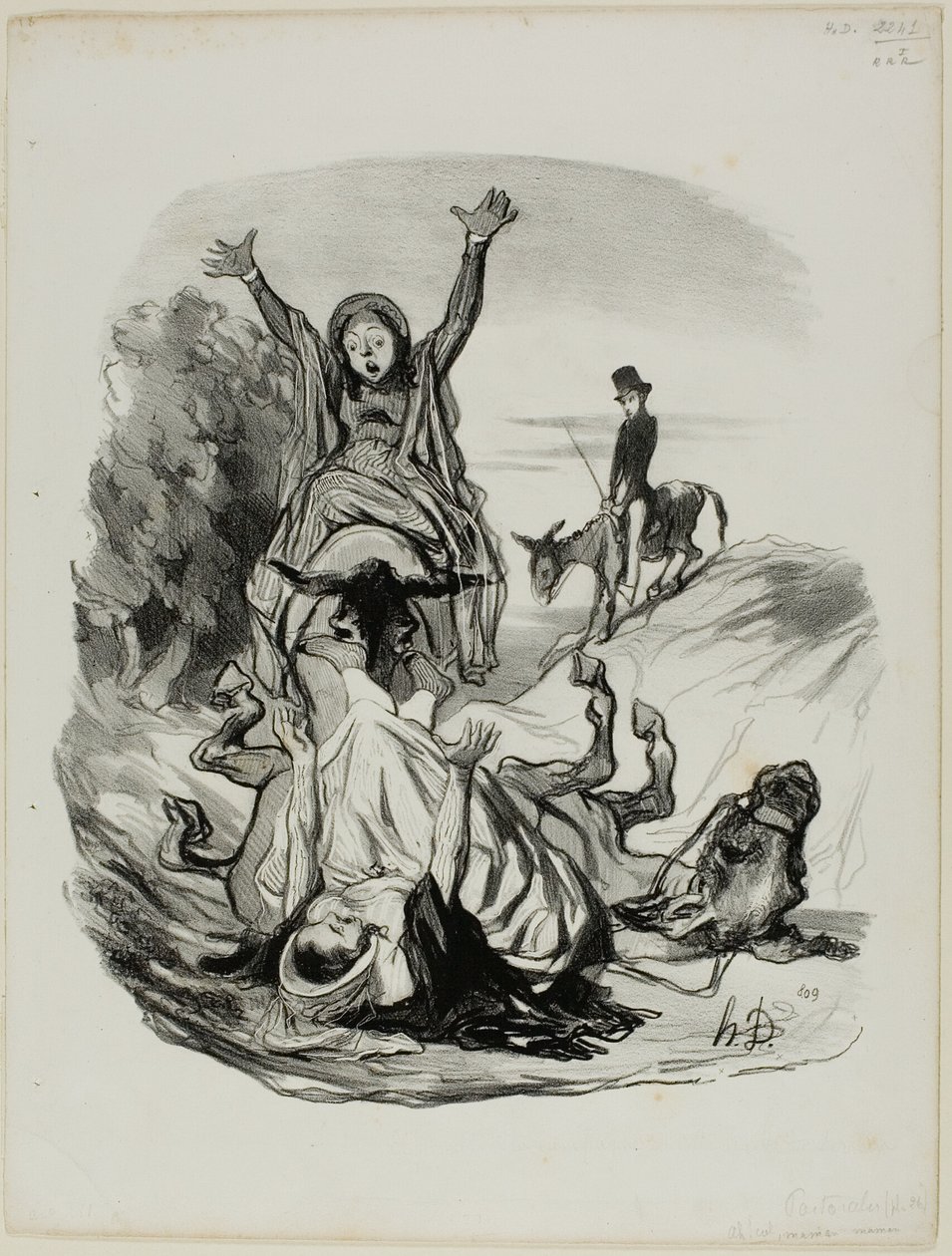 "- Oh meu Deus, mamã, mamã!........ Pelo amor de Deus..... minha filha, minha filha!!!", placa 26 de Pastorales de Honoré Victorin Daumier