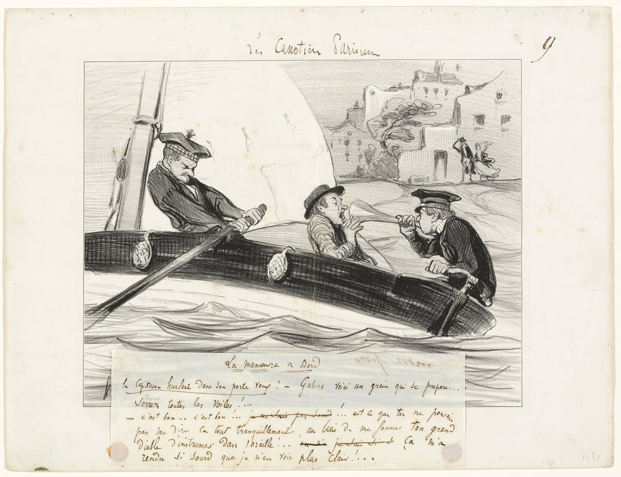Manobra de um barco, placa nove de Les Canotiers Parisiens de Honoré Victorin Daumier