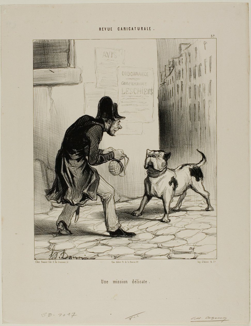 Uma tarefa delicada, placa 37 da Revue Caricaturale de Honoré Victorin Daumier