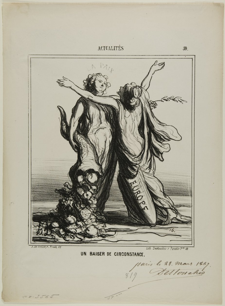 Um beijo de circunstâncias, chapa 50 de Actualités de Honoré Victorin Daumier