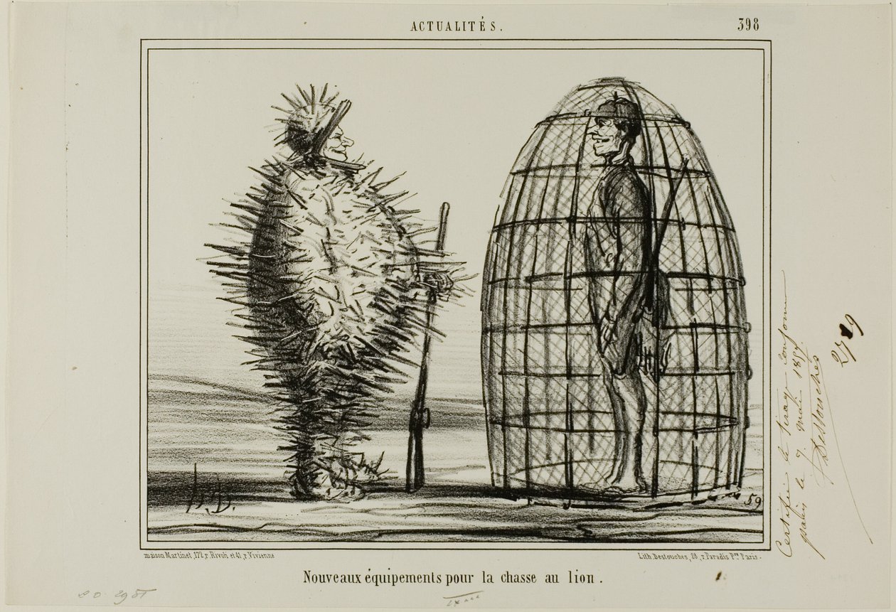 Um novo traje para a caça ao leão, chapa 395 de Actualités de Honoré Victorin Daumier