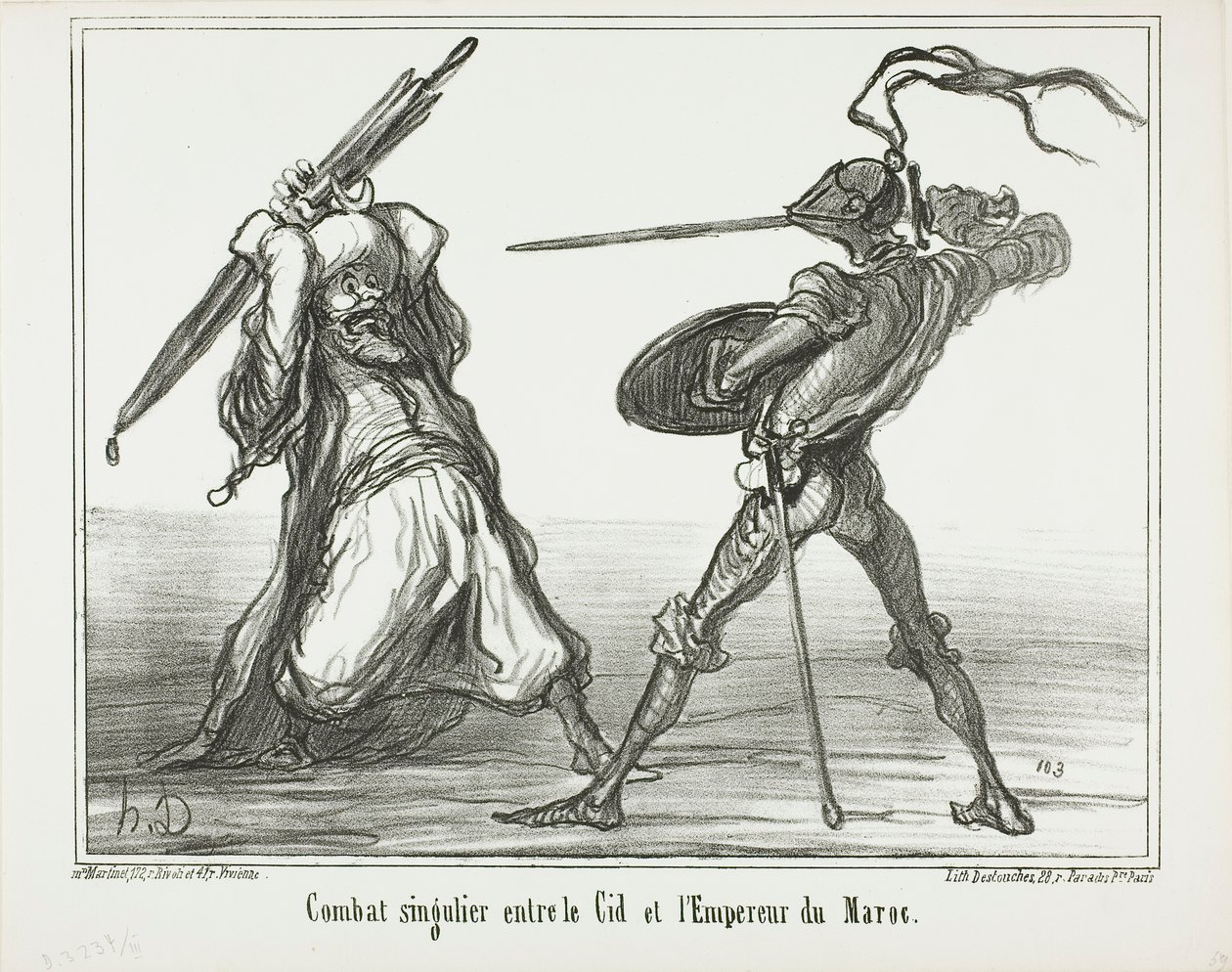 Uma batalha insólita entre El Cid e o imperador de Marrocos, placa 117 de Actualités de Honoré Victorin Daumier