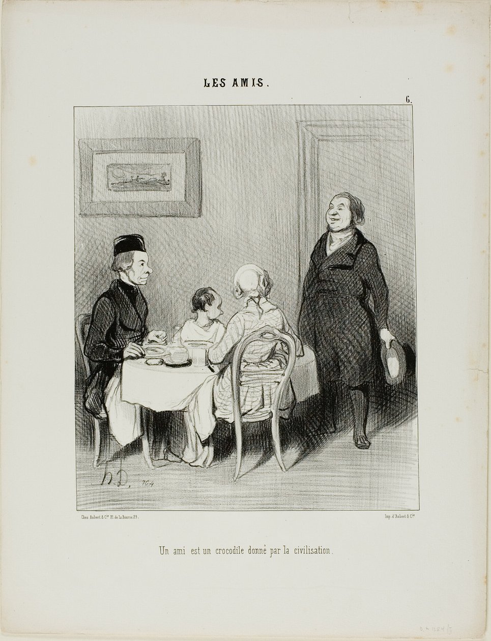 Um amigo é um crocodilo produzido pela civilização, placa 6 de Les Amis de Honoré Victorin Daumier