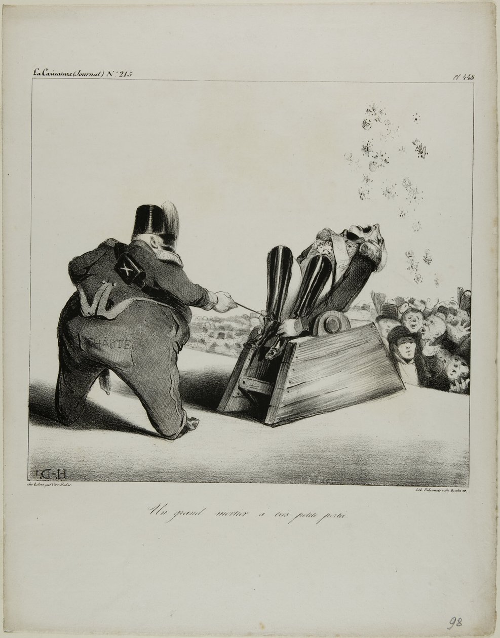 Um grande morteiro de curto alcance, placa 488 de Honoré Victorin Daumier