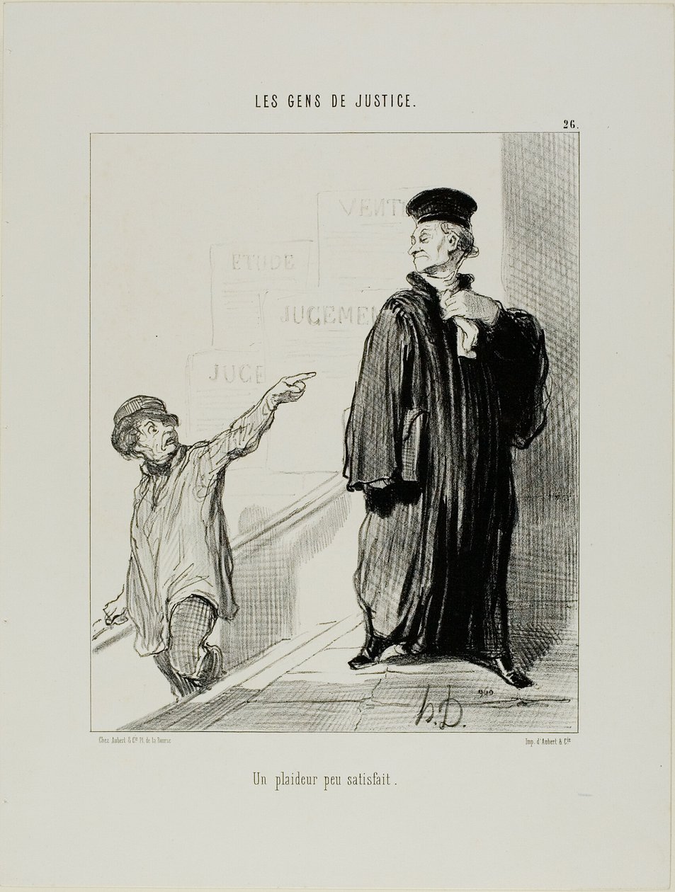Um litigante insatisfeito, placa 26 de Les Gens De Justice de Honoré Victorin Daumier