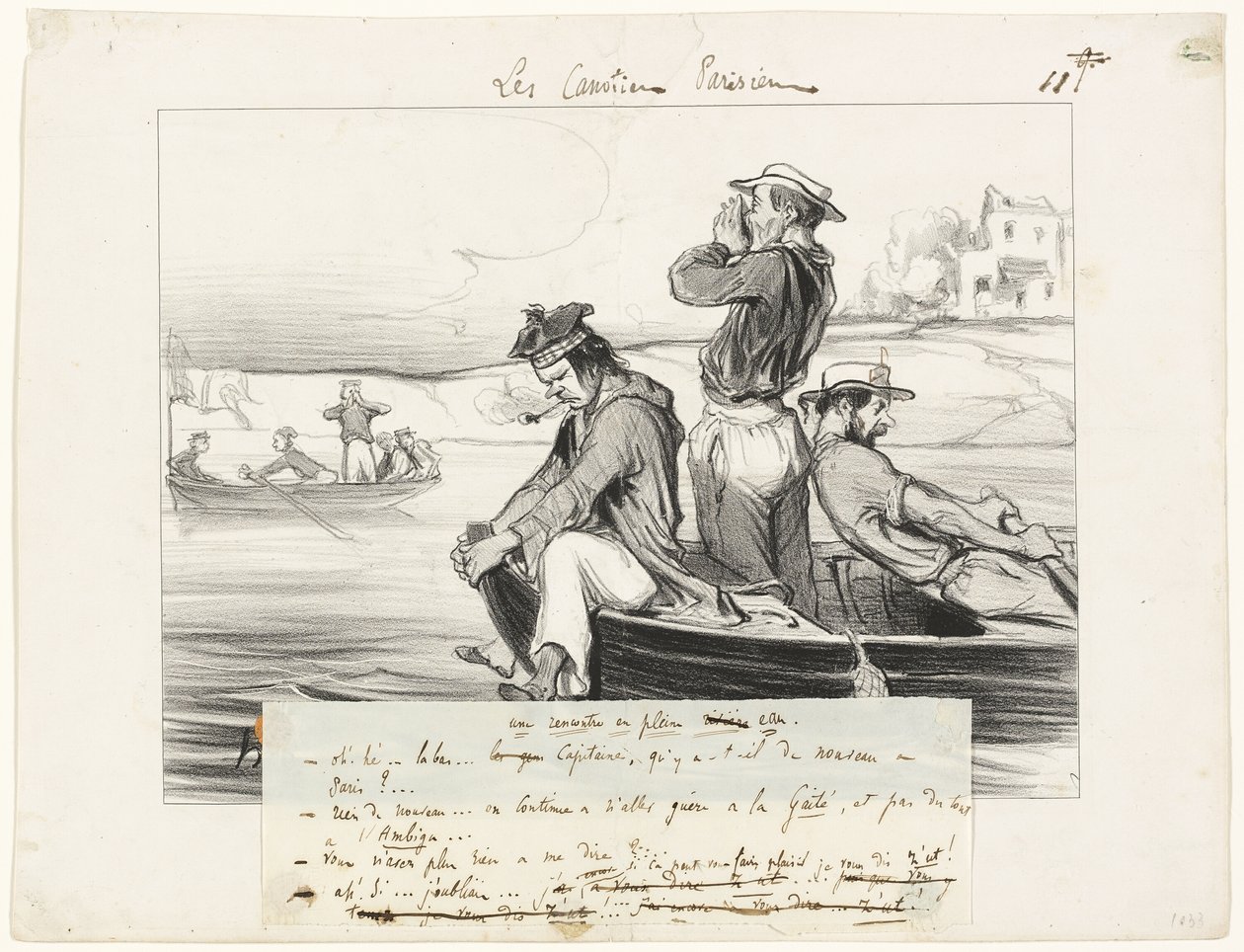 Um encontro em mar aberto, placa onze de Les Canotiers Parisiens de Honoré Victorin Daumier