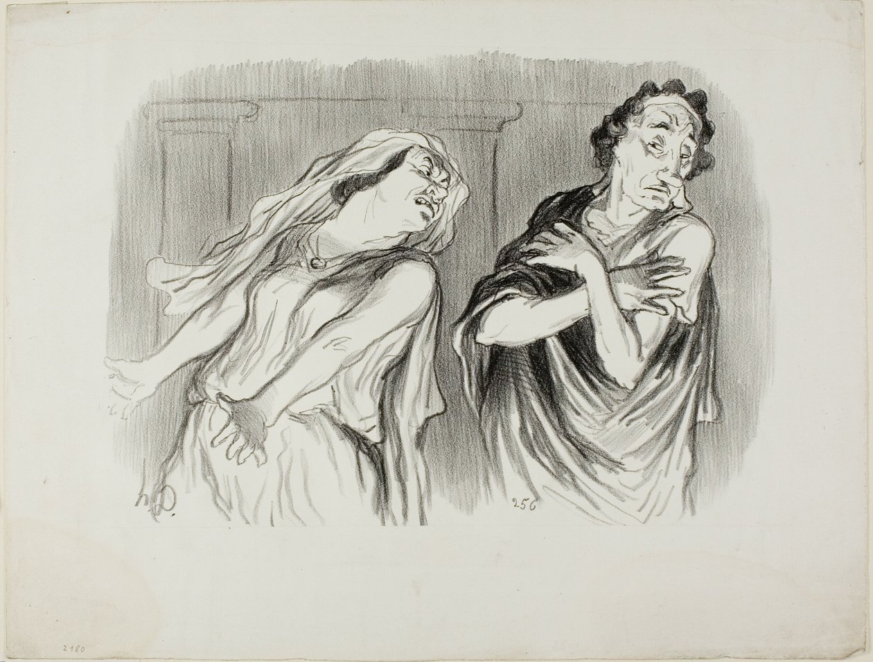Andrómaca. "- O destino da nossa família foi a morte impiedosa, o meu marido foi torturado até ao fim do seu fôlego", placa 6 de Physionomies Tragiques de Honoré Victorin Daumier