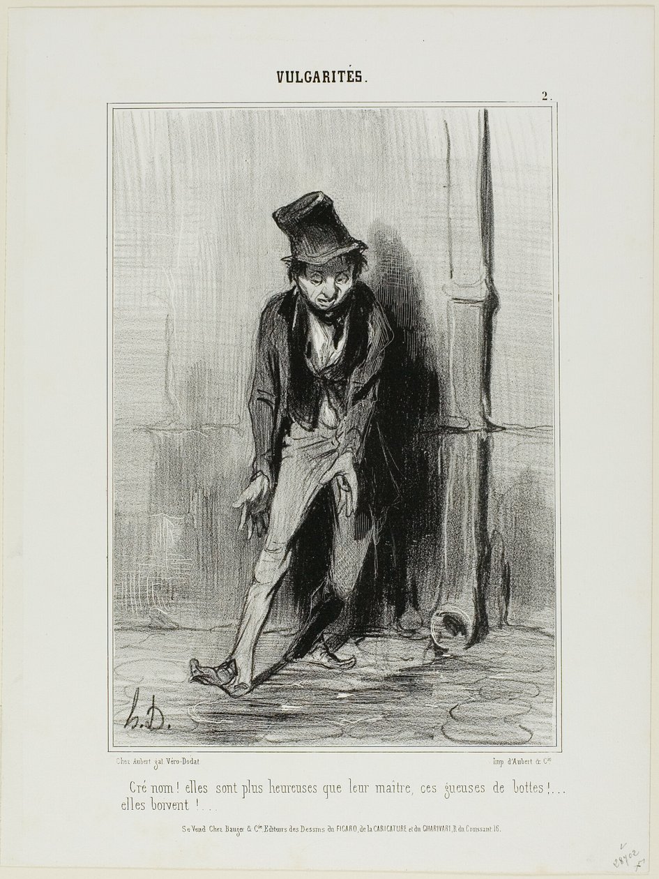 "Porra! São mais felizes do que o seu mestre.... estas cabras de botas... bebem!", chapa 2 de Vulgarités de Honoré Victorin Daumier