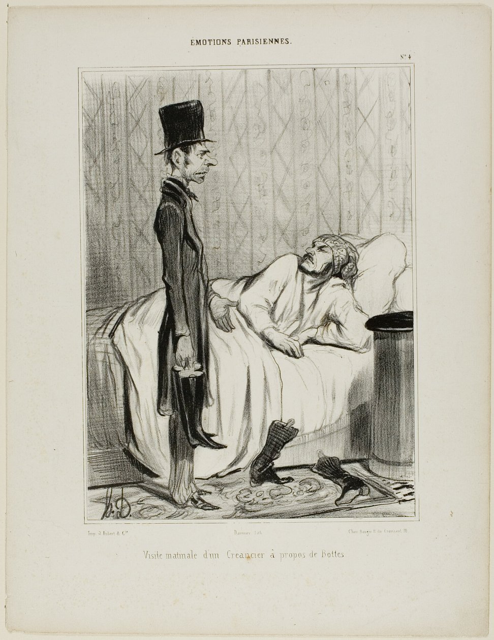 Visita matinal de um credor sobre as botas, chapa 4 de Émotions Parisiennes de Honoré Victorin Daumier