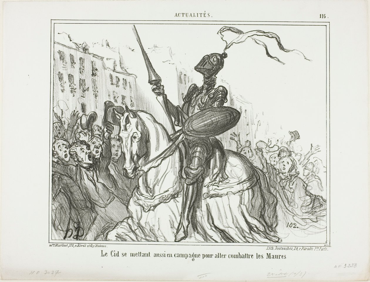 El Cid também entra em campo para lutar contra os mouros, placa 116 de Actualités de Honoré Victorin Daumier