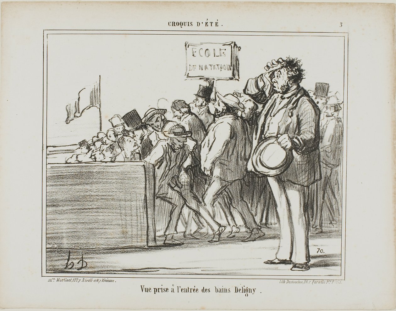 Entrada das termas públicas de Deligny, placa 3 de Croquis D