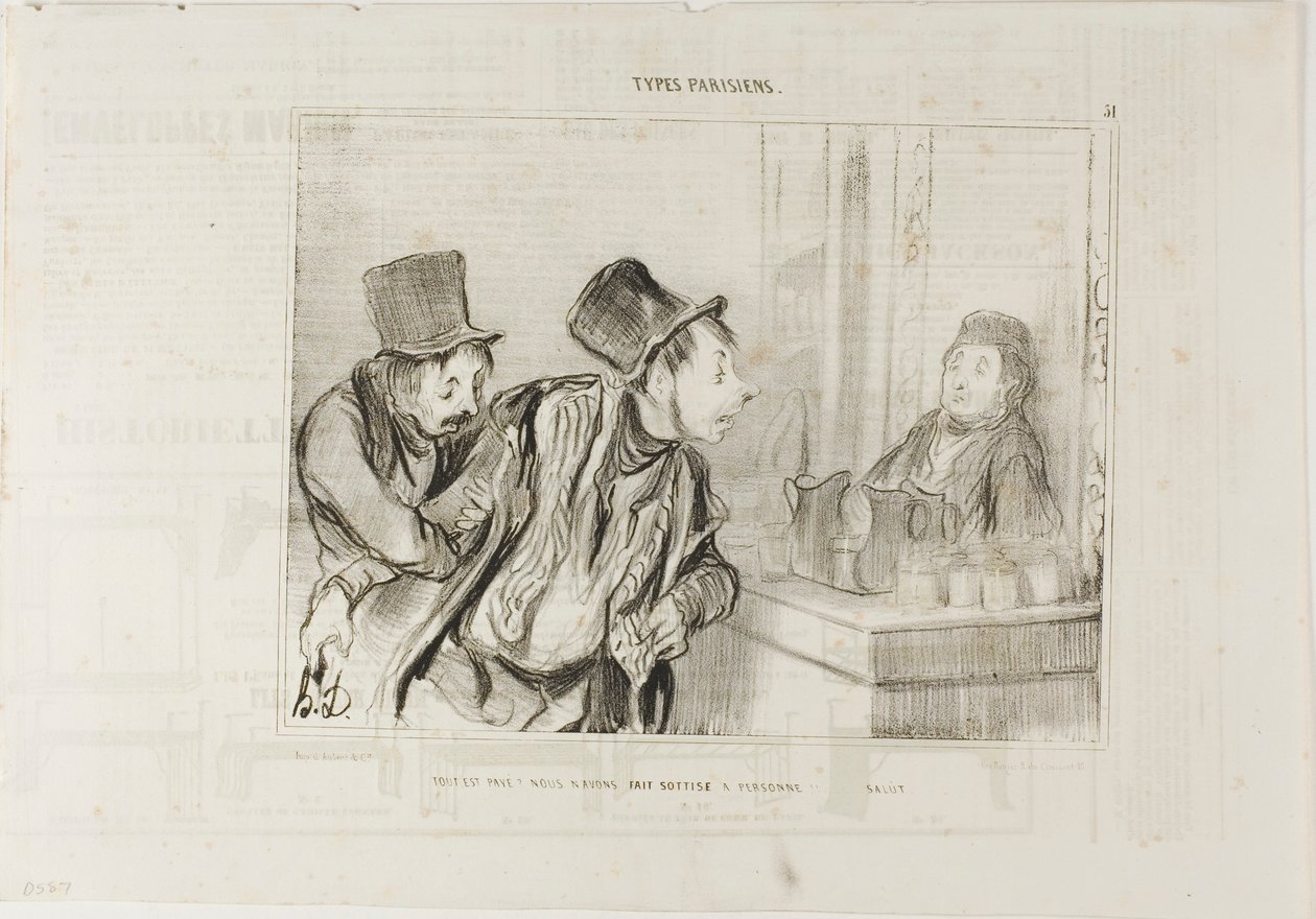 "Está tudo pago E não insultámos ninguém... Adeus", placa 31 de Types Parisiens de Honoré Victorin Daumier