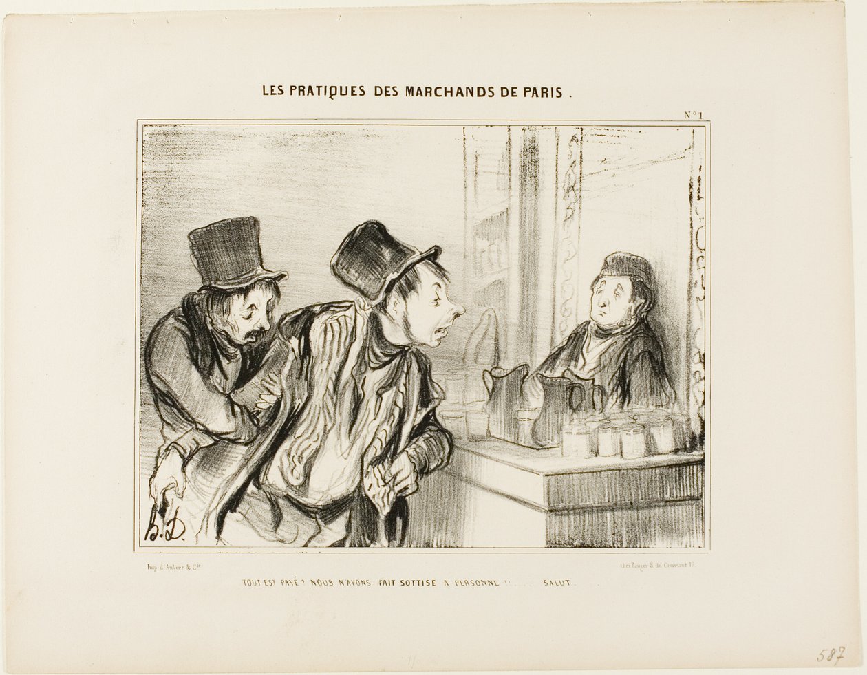"Está tudo pago E não insultámos ninguém... Adeus", placa 31 de Types Parisiens de Honoré Victorin Daumier