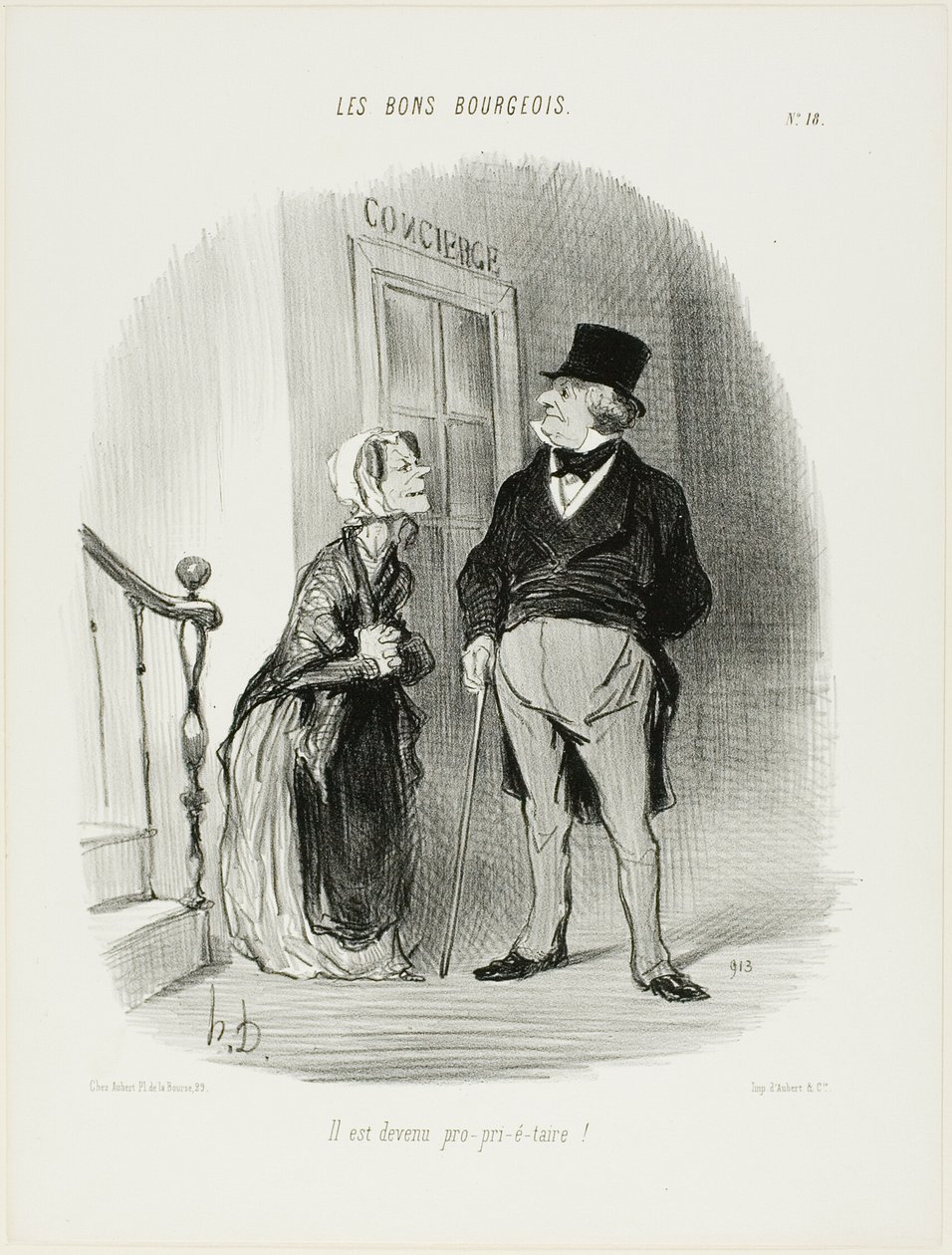 "Ele tornou-se um Laaaand-Looooord!", placa 18 de Les Bons Bourgeois de Honoré Victorin Daumier