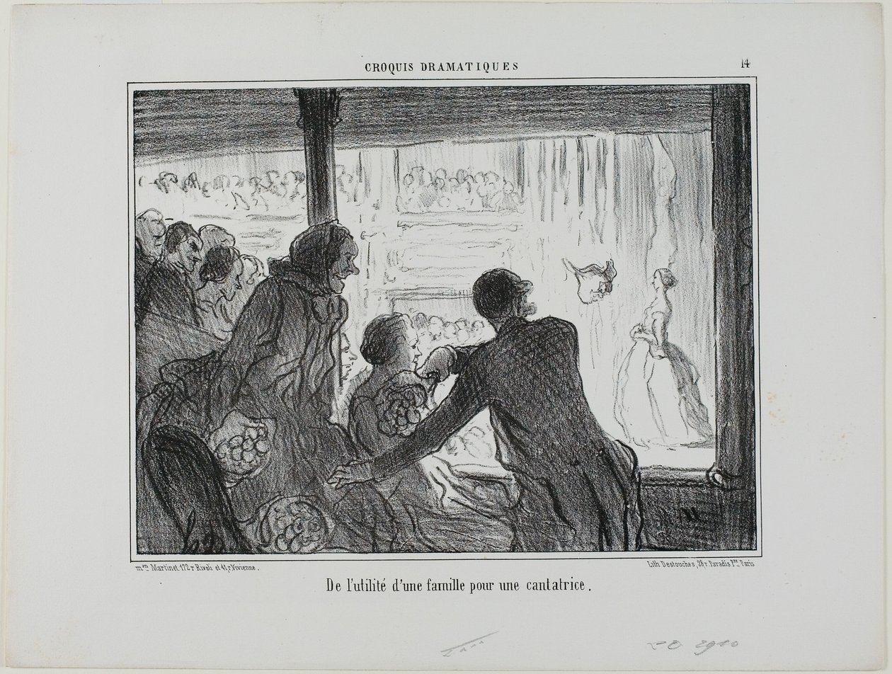 Como é útil para um cantor de ópera ter uma família, prato 14 de Croquis Dramatiques de Honoré Victorin Daumier