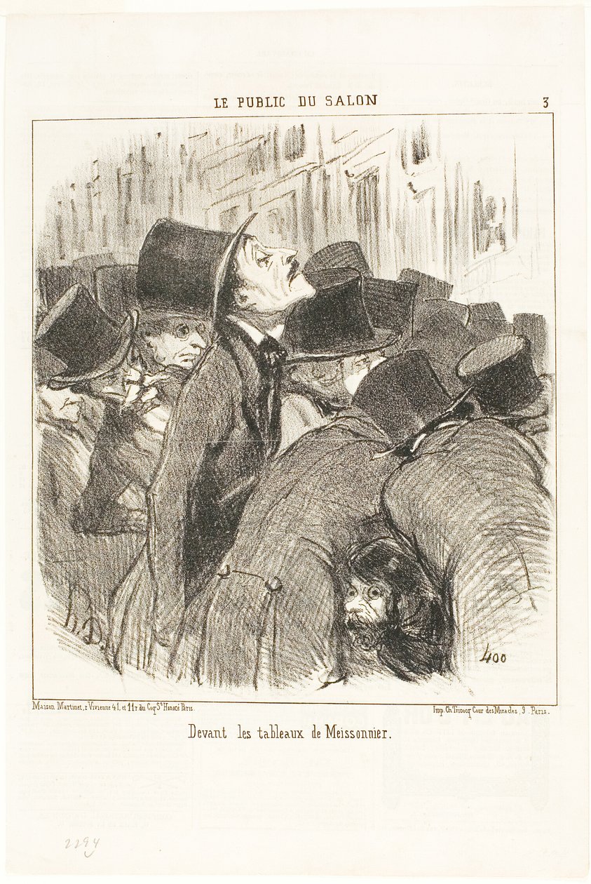 Em frente dos quadros de Meissonnier, placa 3 de Le Public Du Salon de Honoré Victorin Daumier