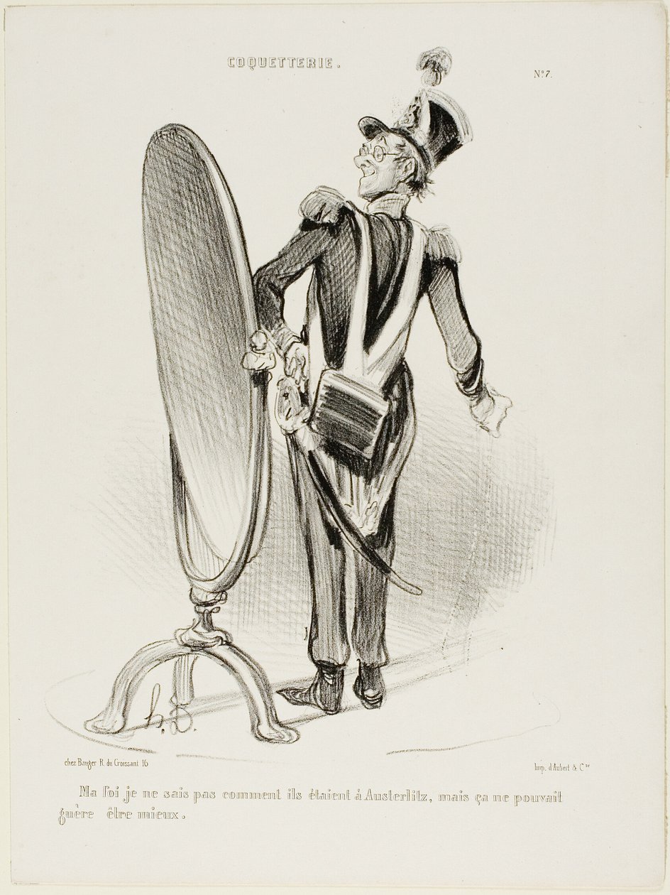 "De facto, não sei como eram em Austerlitz, mas dificilmente poderiam ser mais bonitos", placa 7 de Coquetterie de Honoré Victorin Daumier