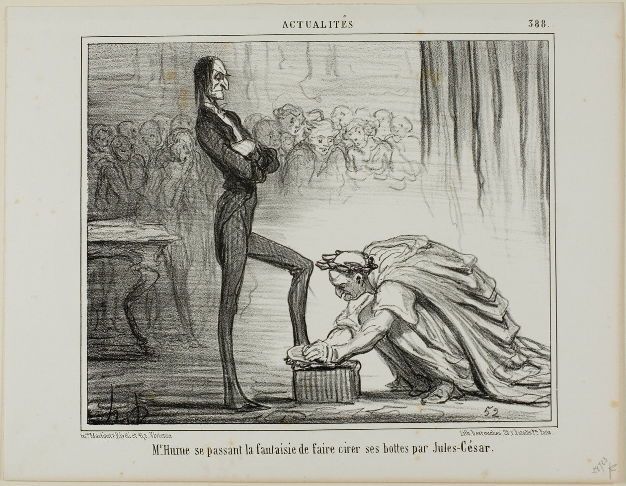 Hume a fantasiar com Júlio César a engraxar as botas, placa 388 de Actualités de Honoré Victorin Daumier