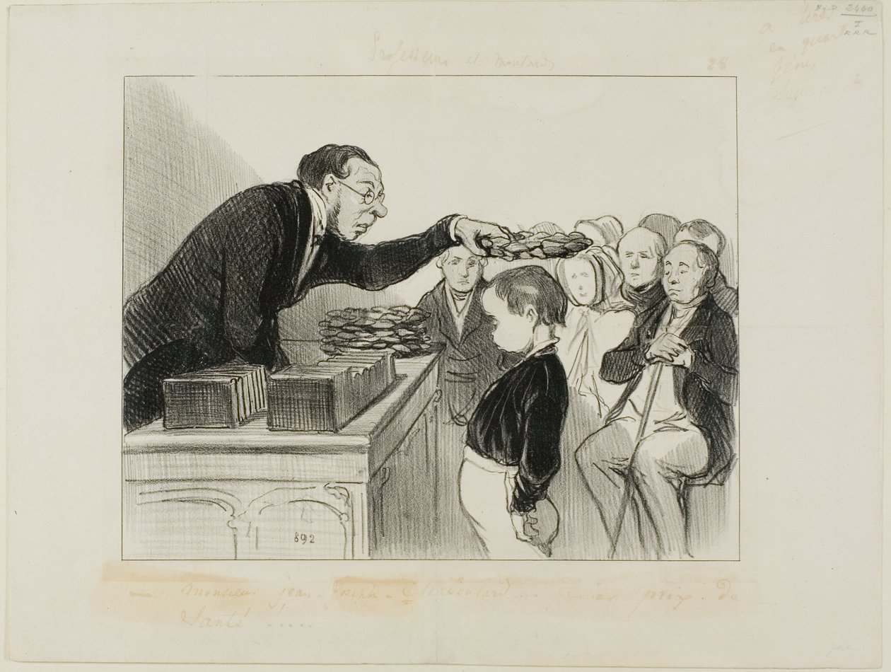 O Sr. Jean-Joseph-Chaboulard... primeiro prémio de boa saúde!, placa 28 de Professeurs et Moutards de Honoré Victorin Daumier