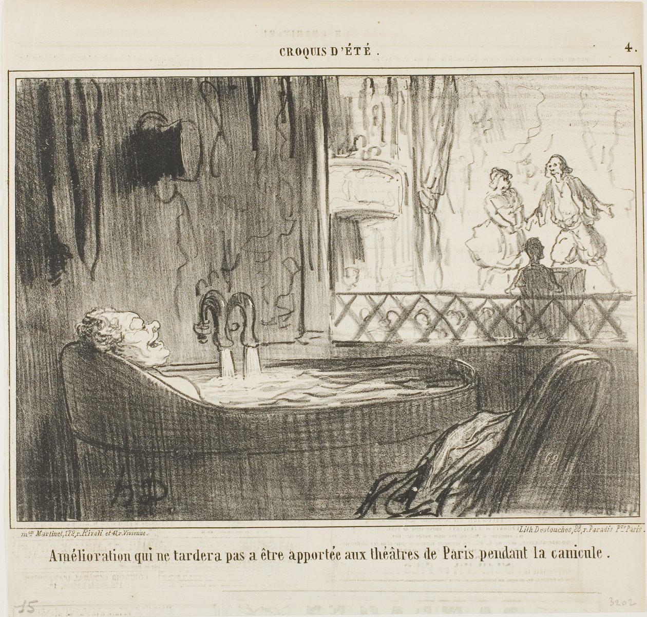 Proposta de melhoria para os teatros de Paris, que não deixará de ter o seu efeito durante os dias de cão, chapa 4 do Croquis d