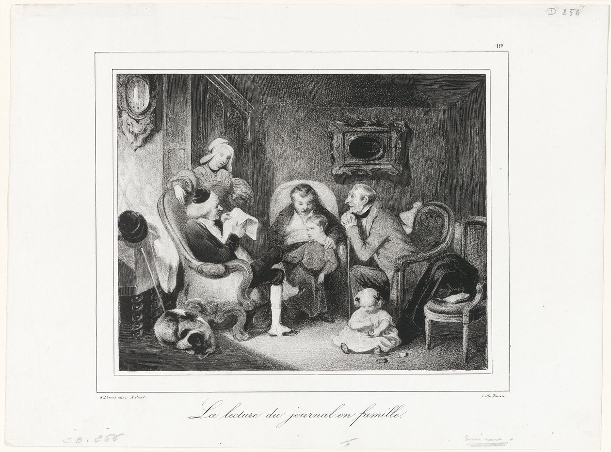 Ler o jornal no círculo familiar de Honoré Victorin Daumier