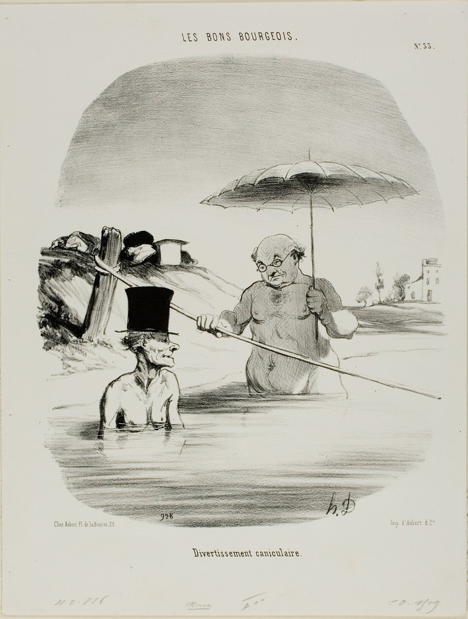 Relaxamento durante os dias de cão, prato 33 de Les Bons Bourgeois de Honoré Victorin Daumier