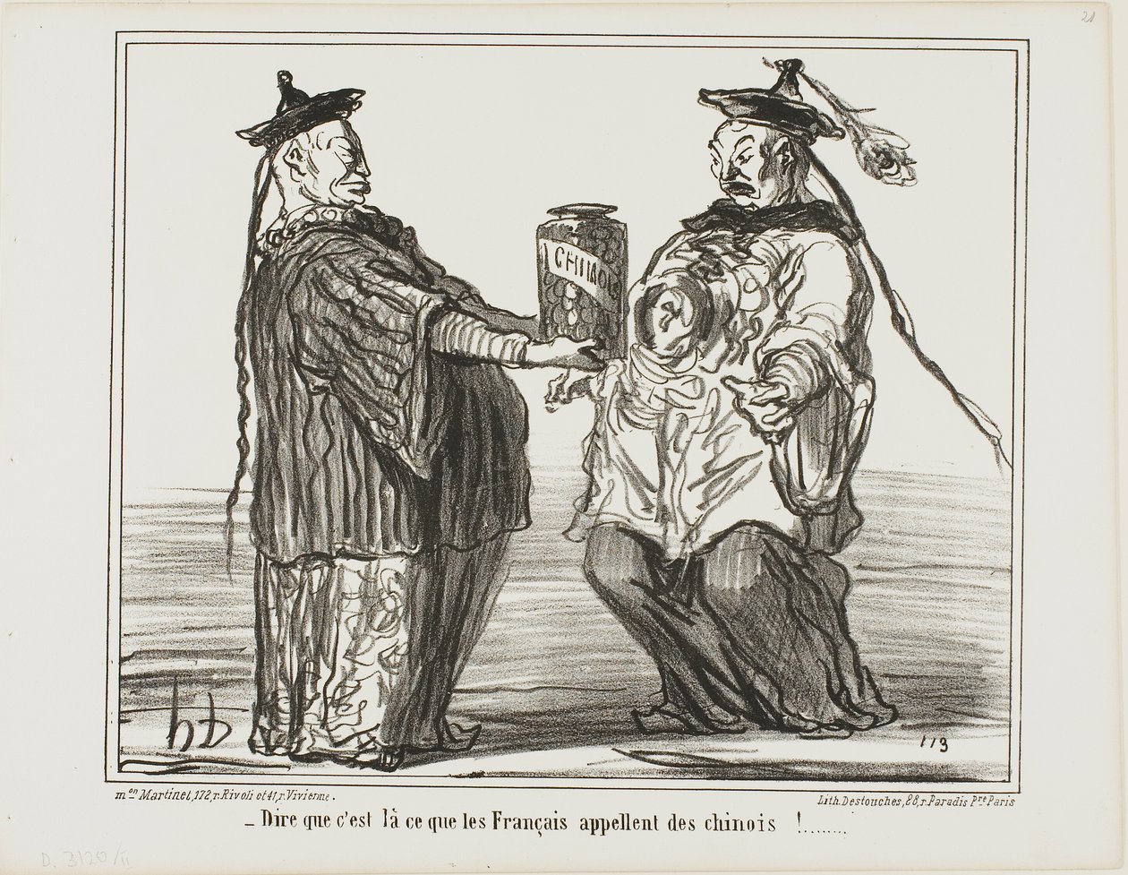 Estranho... isto é o que os franceses chamam "Chinois", prato 21 de En Chine de Honoré Victorin Daumier