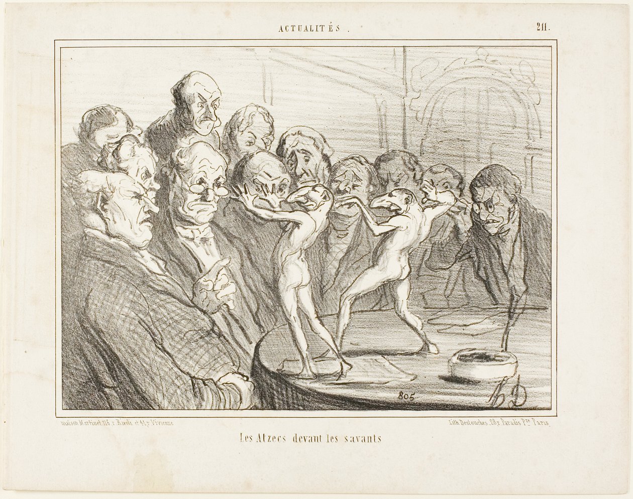 Os aztecas perante os cientistas, placa 211 de Actualités de Honoré Victorin Daumier