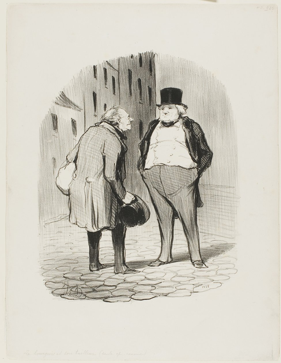 O burguês e o seu alfaiate, prato 5 de Les Bons Bourgeois de Honoré Victorin Daumier