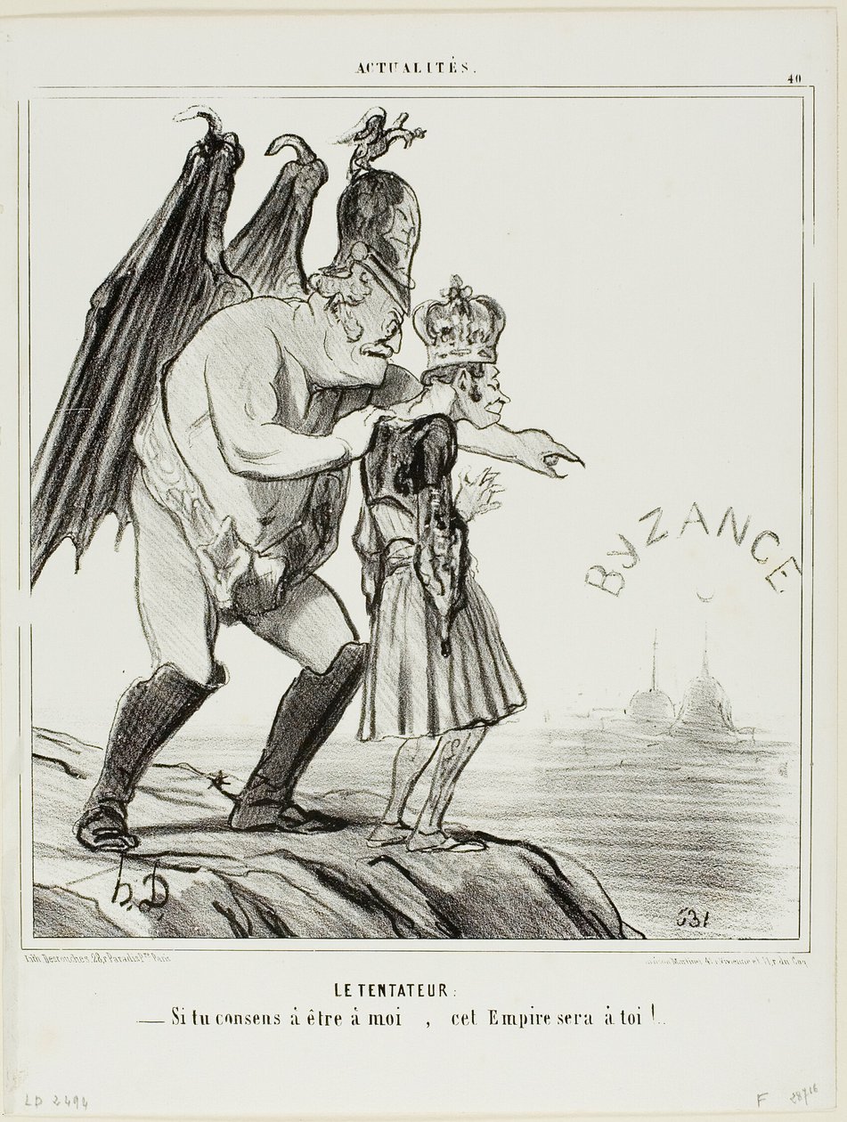 O Tentador. "- Se consentires em pertencer-me... este império será teu", placa 40 de Actualités de Honoré Victorin Daumier