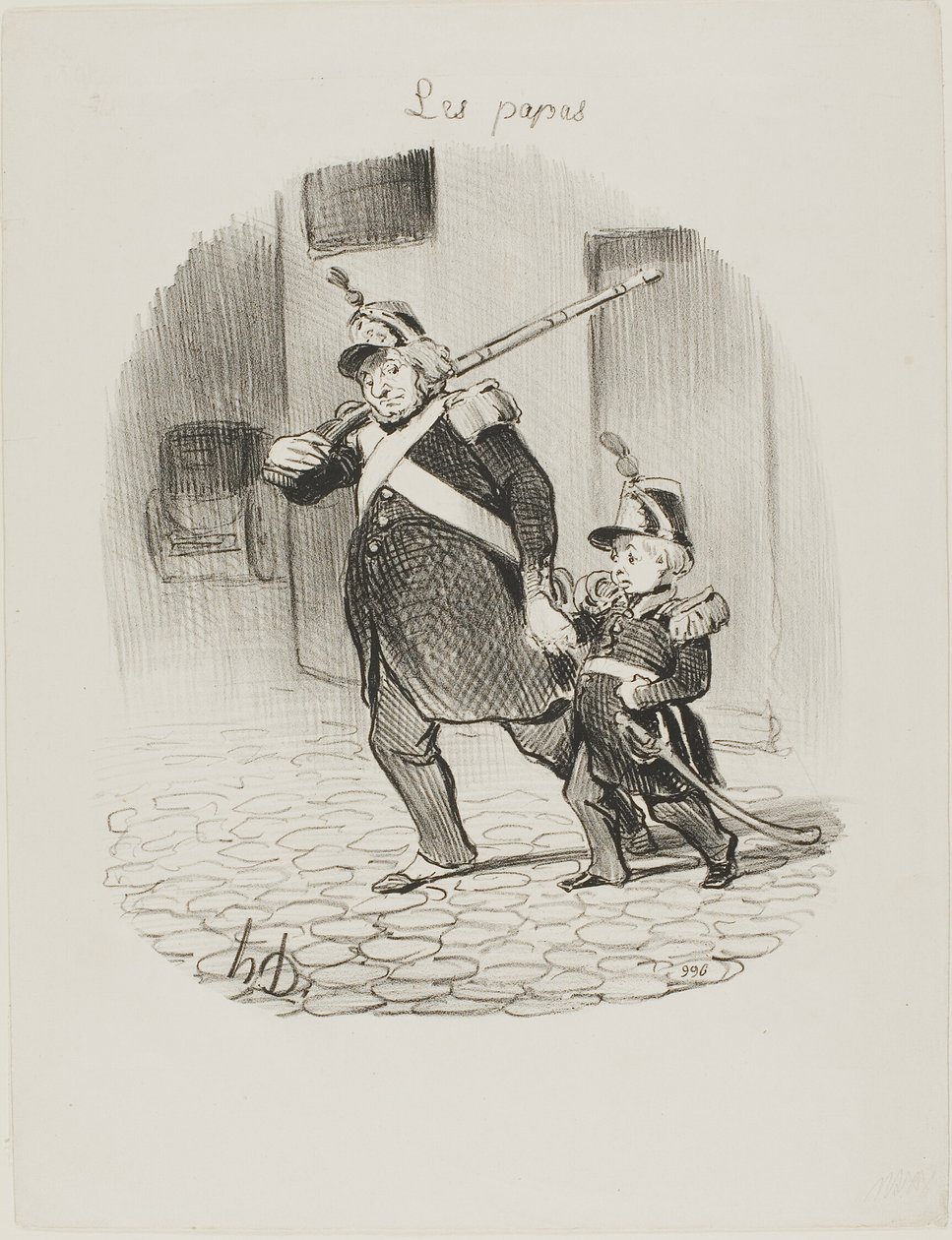 O dia do grande desfile, placa 6 de Les Papas de Honoré Victorin Daumier