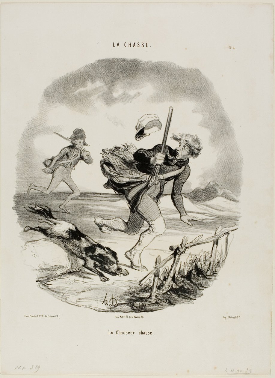O caçador perseguido, prato 4 de La Chasse de Honoré Victorin Daumier