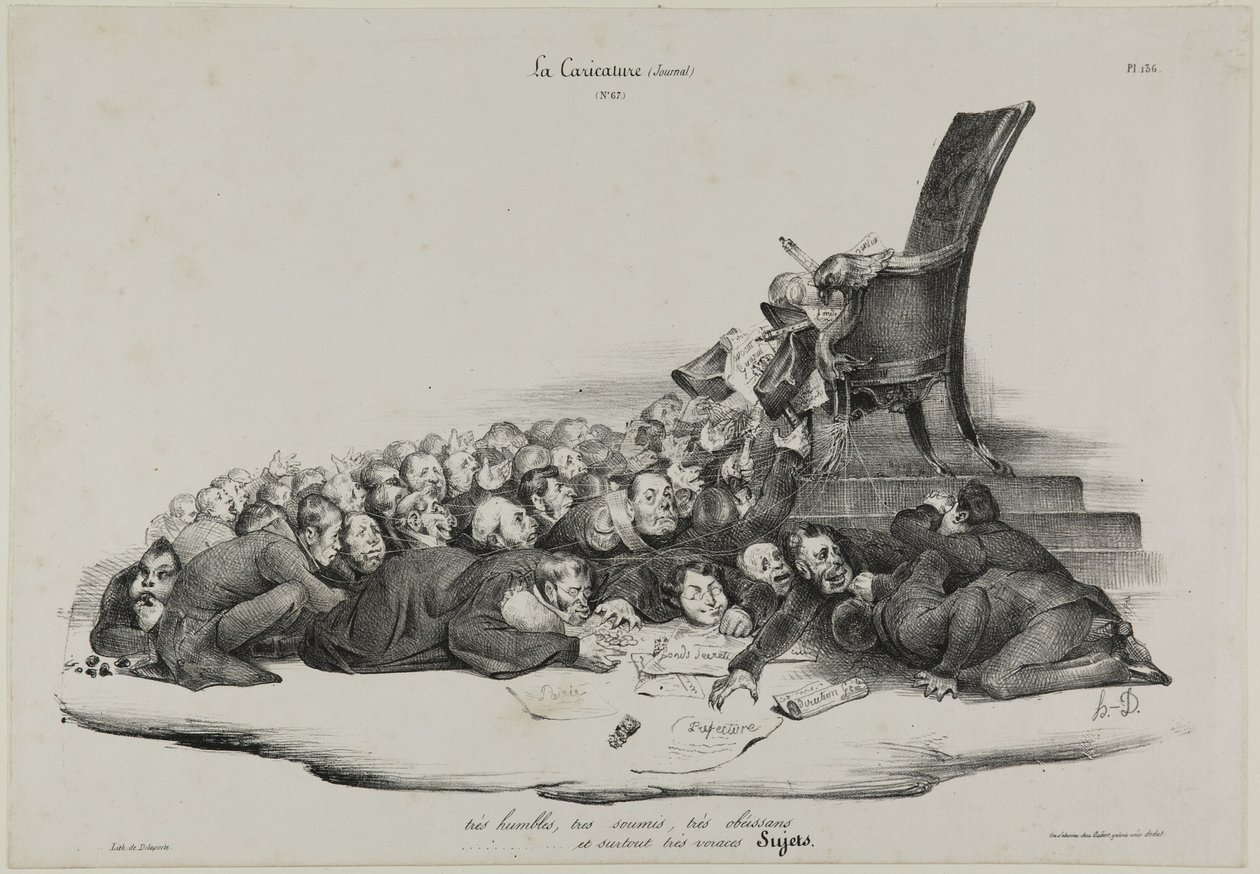 Sujeitos muito humildes, muito obedientes, muito submissos e, acima de tudo, muito vorazes, prato 136 de Honoré Victorin Daumier
