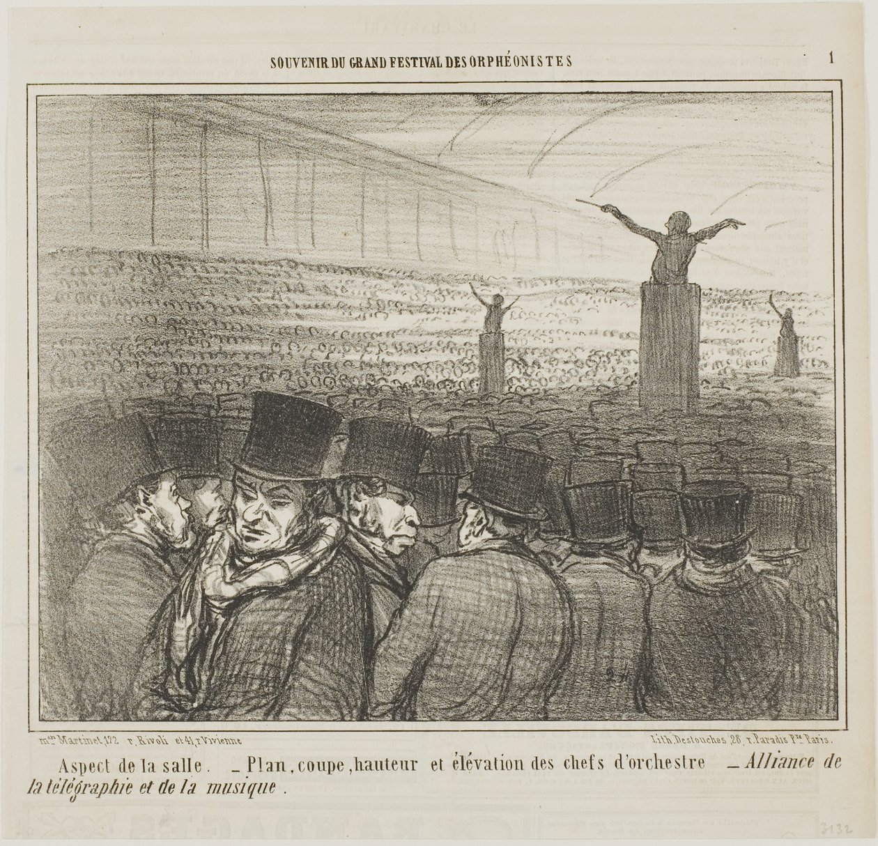 Vista do Grande Salão, placa 1 de "Souvenirdu Grand Festival des Orphéonistes de Honoré Victorin Daumier