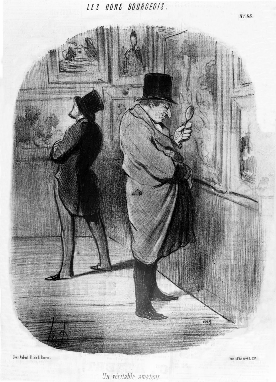 &39;A True Art Lover&39;, da série de caricaturas &39;Good Bourgeois&39;, publicada em &39;Le Charivari&39;, 16 de maio de 1847 de Honoré Daumier