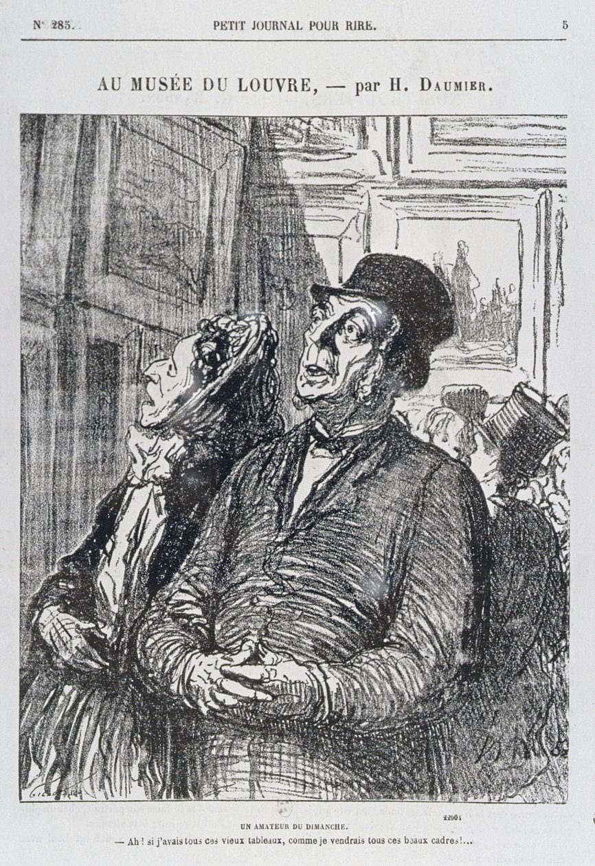 No Louvre, um Sunday Amateur, de &39;Petit Journal pour Rire&39;, 1865 de Honoré Daumier