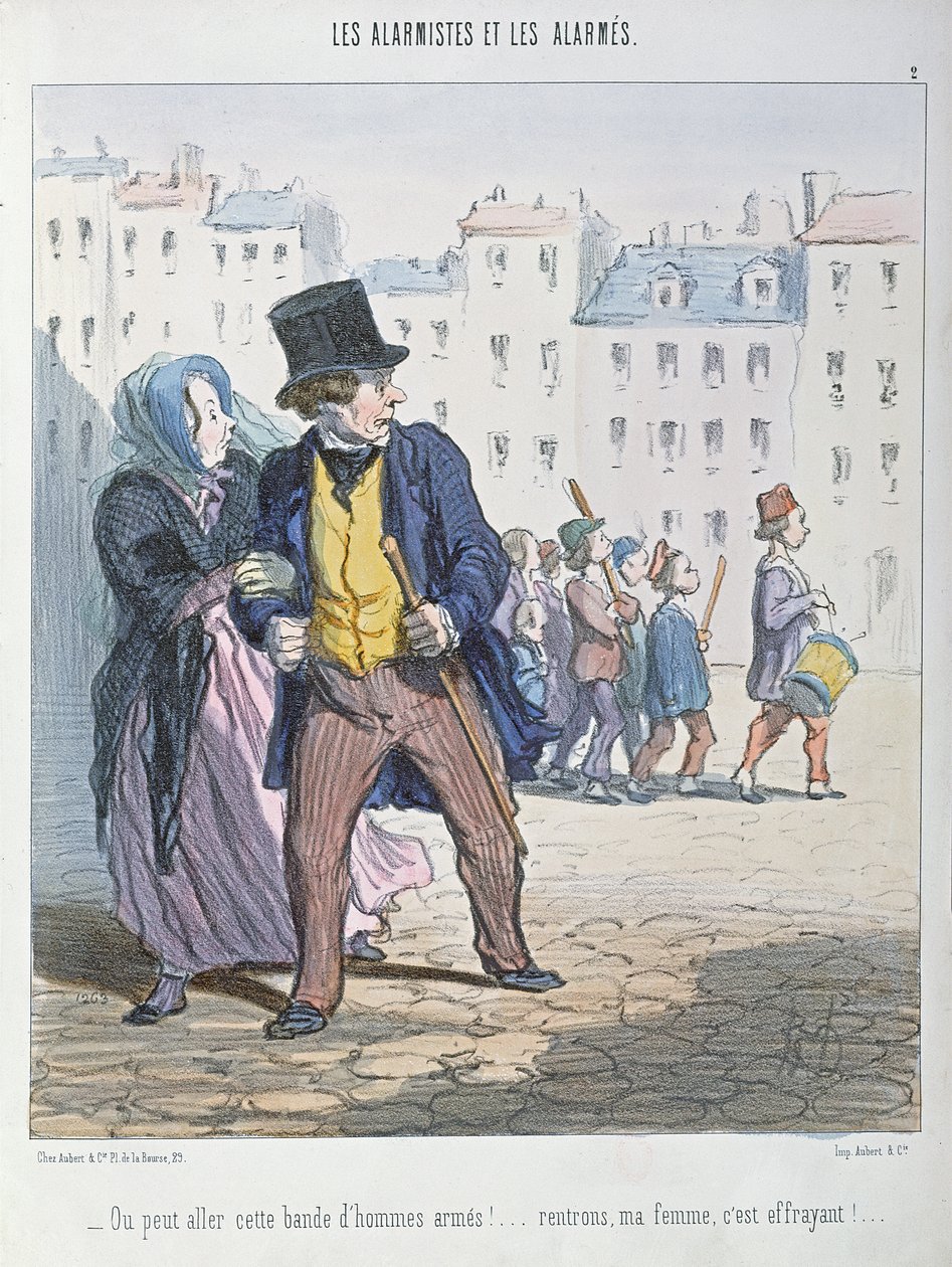 Os alarmistas e os alarmados, 1848 de Honoré Daumier