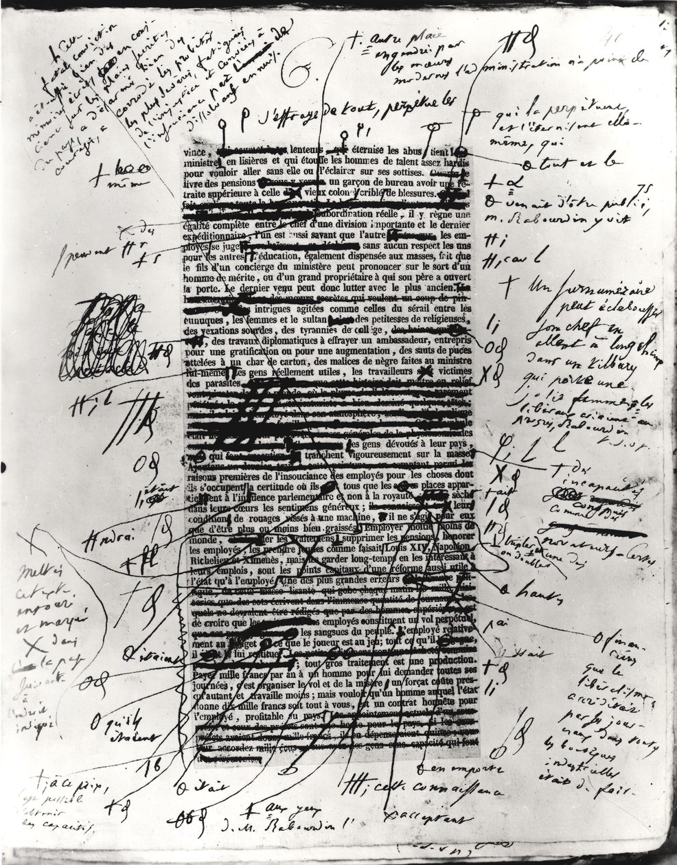 Página de um dos trabalhos de Balzac com correções manuscritas de Honore de Balzac