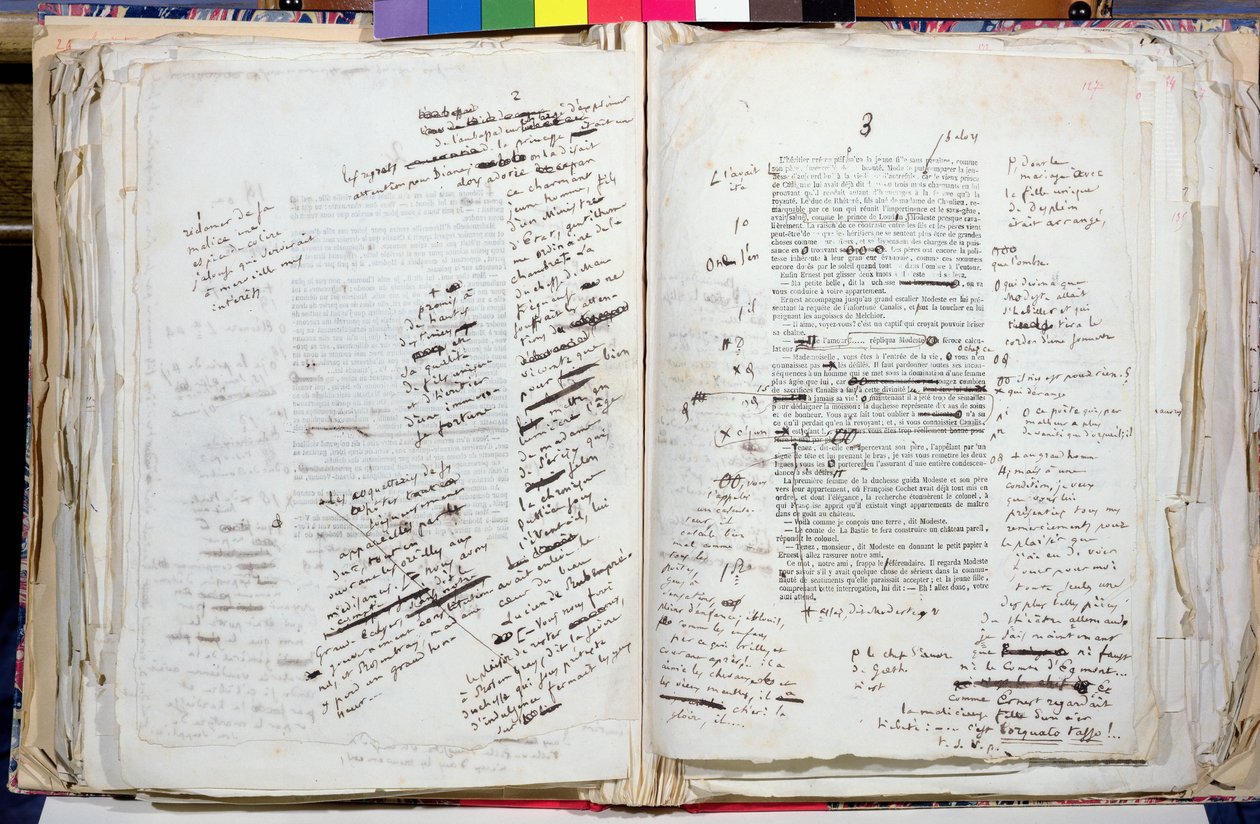 Provas (p.127) de &39;Modeste Mignon&39; corrigidas pelo autor, 1844 de Honore de Balzac