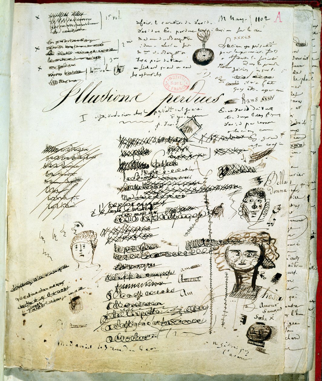 Título de &39;Les Illusions Perdues&39; com anotações do autor, c.1830-40 de Honore de Balzac
