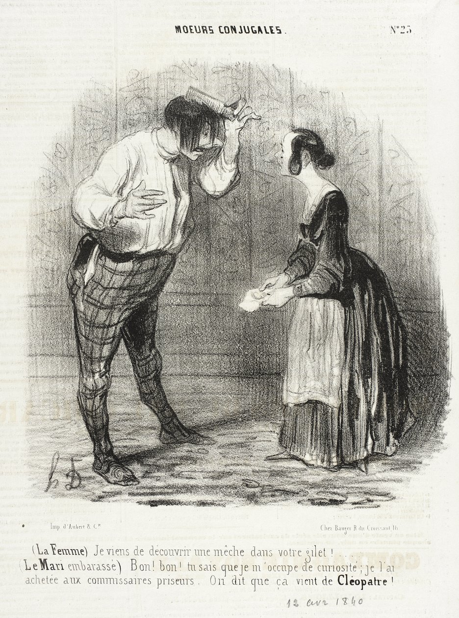 (A mulher) Acabo de descobrir uma madeixa de cabelo no seu colete!... de Honoré Daumier