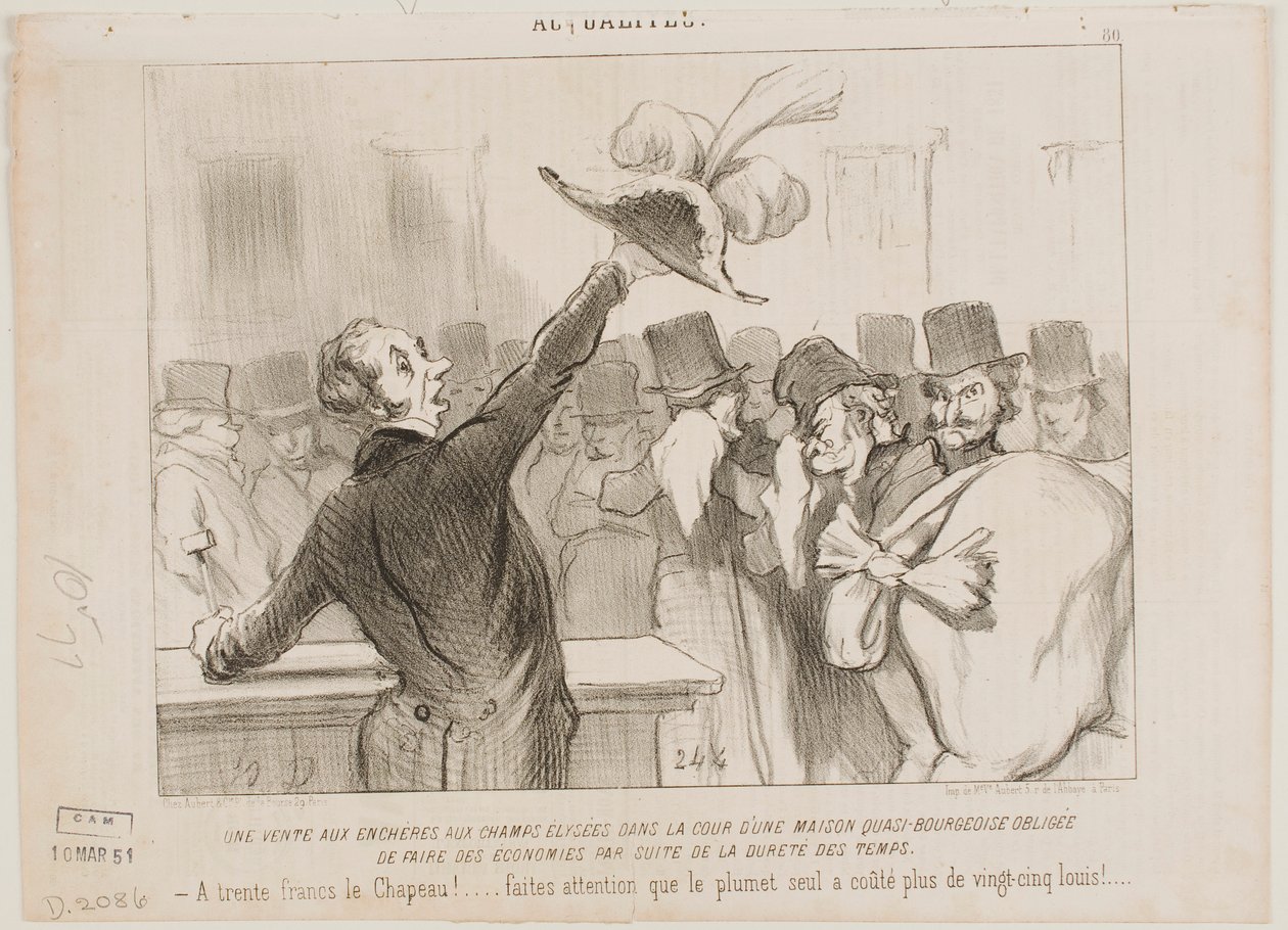 Um leilão numa casa de classe média de Honoré Daumier