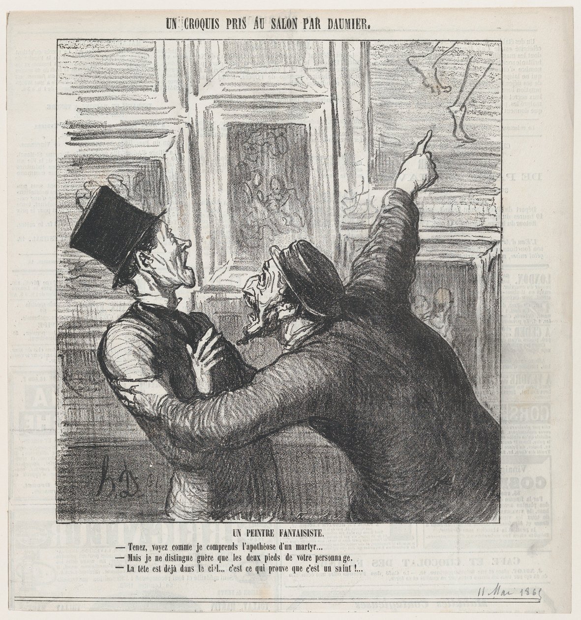 Um pintor fantástico, de «Um esboço do Salão», publicado em Le Charivari, 11 de maio de 1865 de Honoré Daumier
