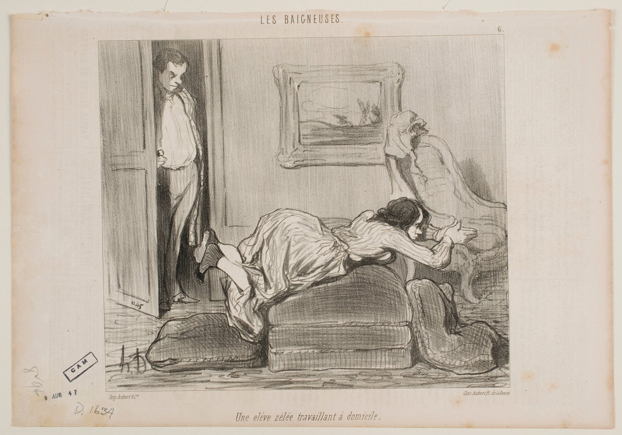 Um estudante zeloso trabalha a partir de casa de Honoré Daumier