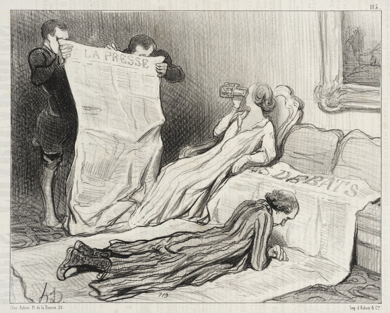 Assinantes a receber o seu jornal... de Honoré Daumier