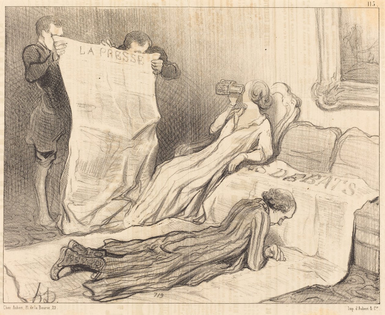 Assinantes a receber o seu jornal... de Honoré Daumier