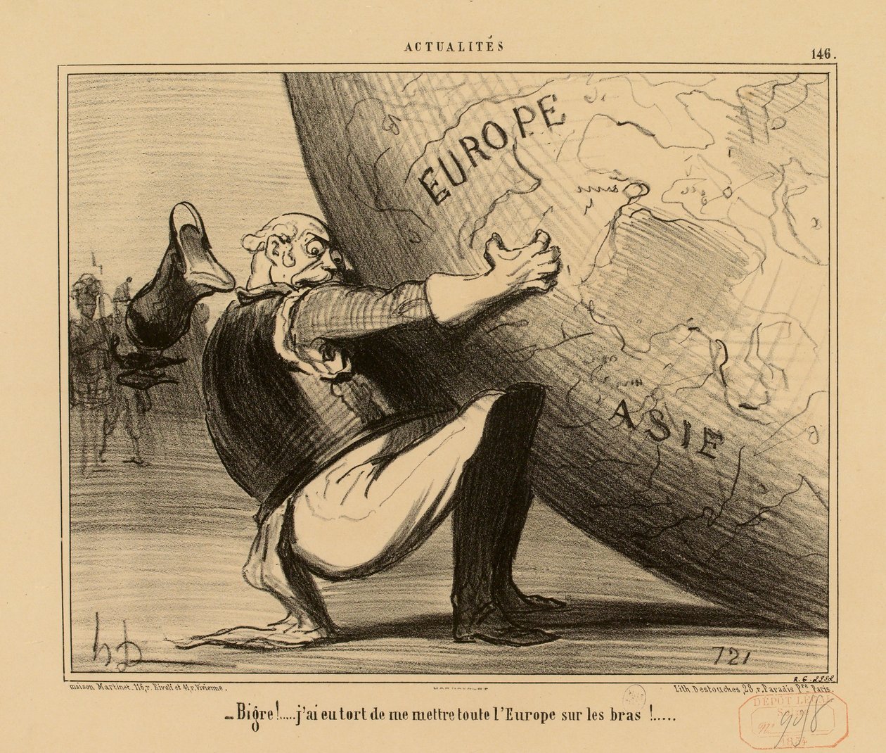 Notícias n.º 146: - Caramba! ... cometi um erro ao meter toda a Europa nas minhas costas! ... de Honoré Daumier