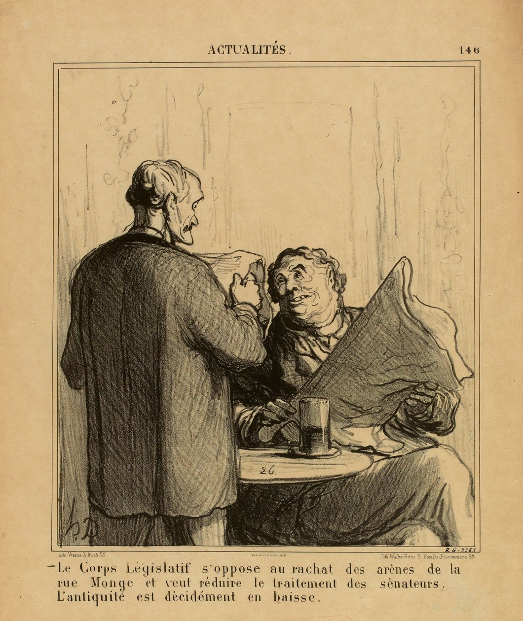 Actualidades n.º 146: O Corpo Legislativo opõe-se à recompra das arenas da rue Monge de Honoré Daumier