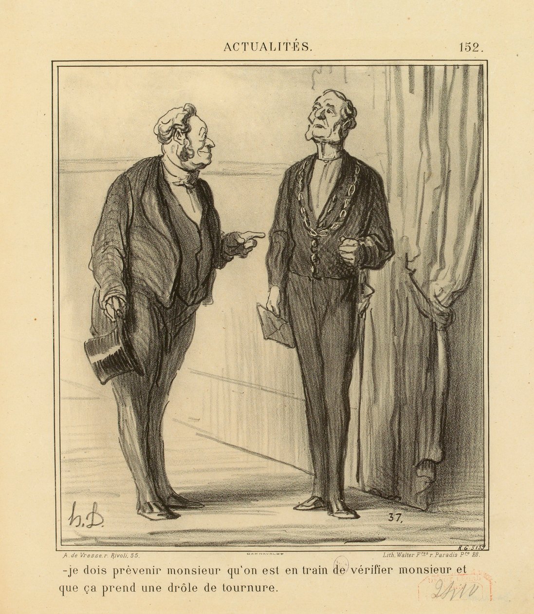 Notícias n.º 152: - Tenho de avisar o senhor de que estamos a verificar... de Honoré Daumier