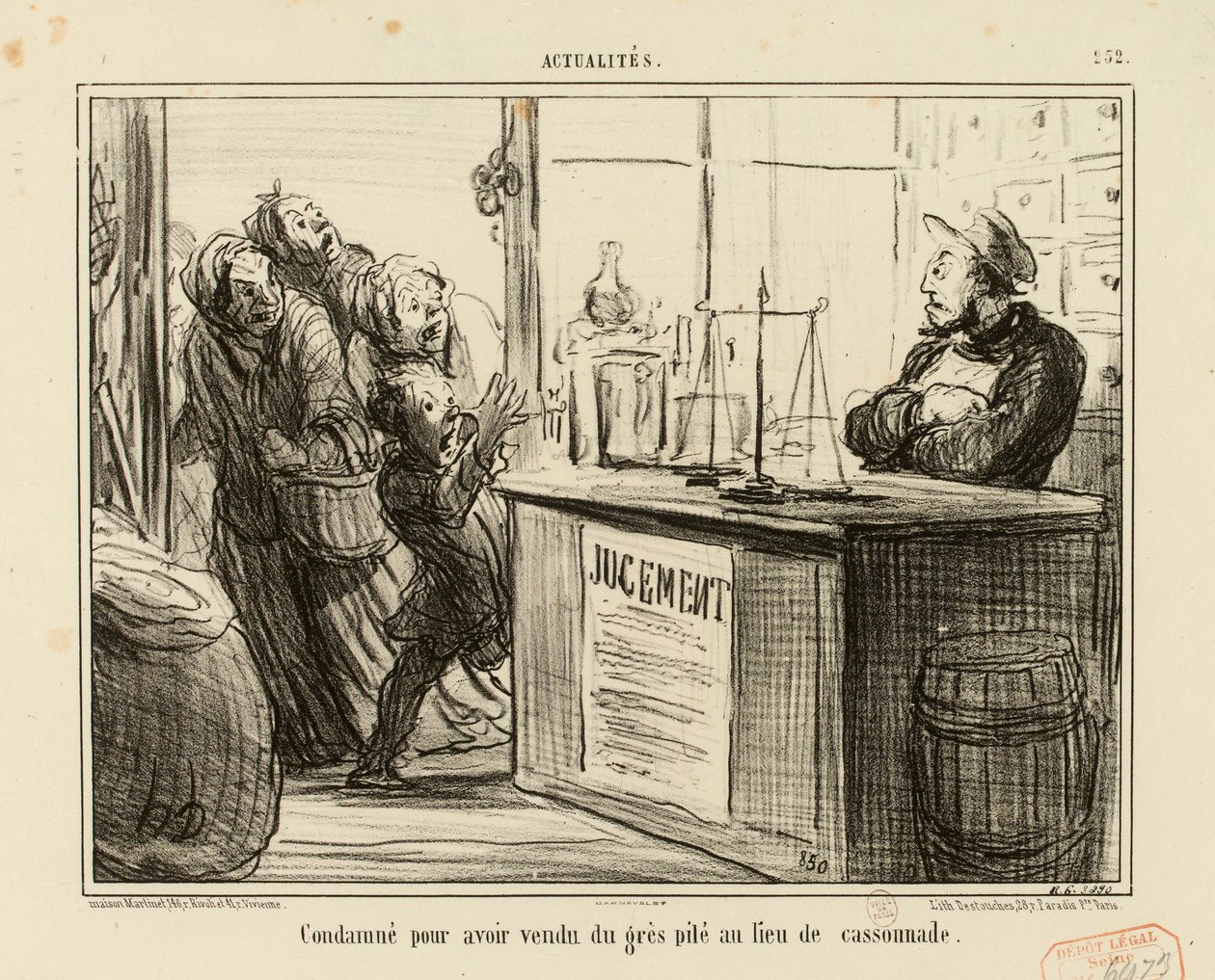 Actualidades n.º 252: Condenado por ter vendido arenito moído em vez de açúcar mascavado. de Honoré Daumier